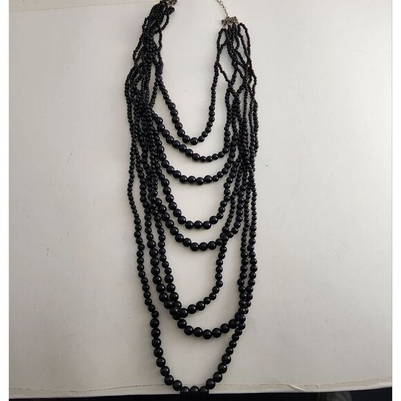Multi strand black beaded necklace - Picture 1 of 3